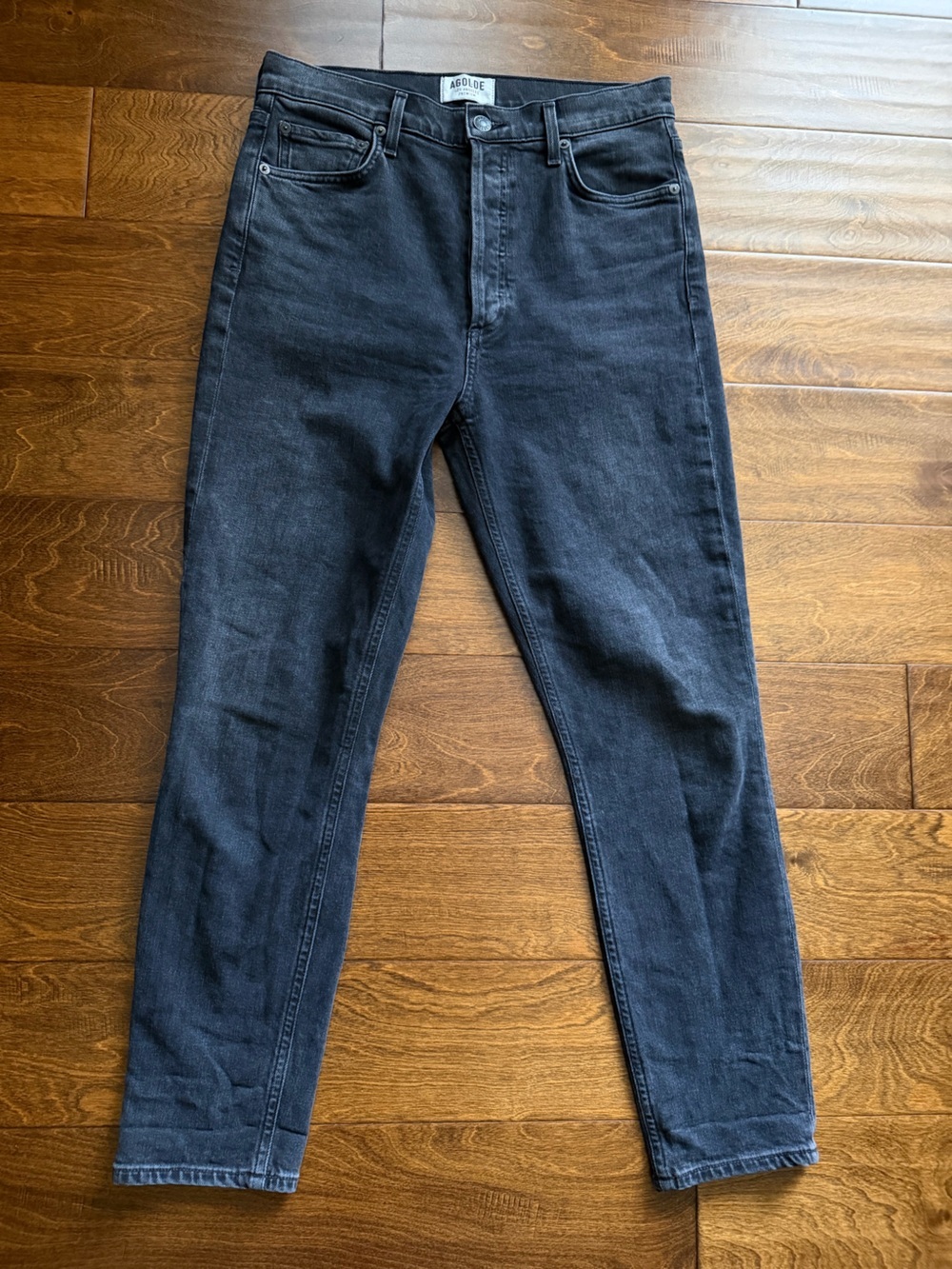 Agolde Nico High Rise Jeans, Washed Black, Size 28